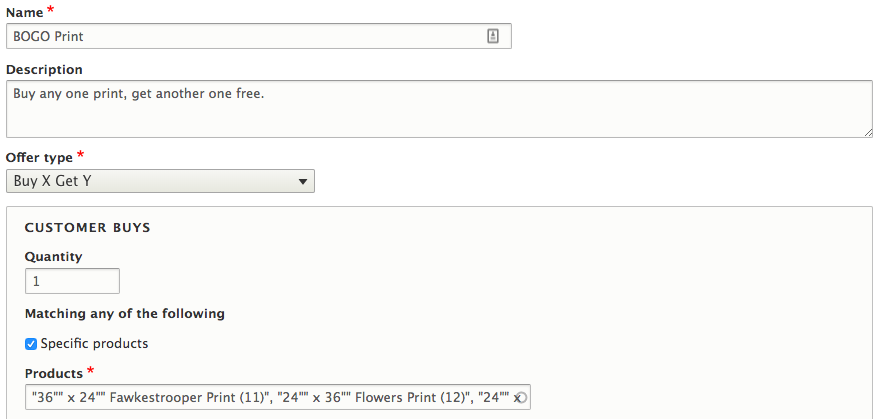 Configuring a BOGO promotion